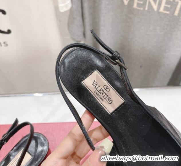 Purchase Valentino The Bold Edition VLogo Calfskin Slingback Ballerinas Black 429161