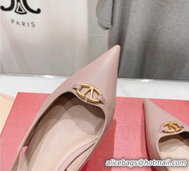 Good Looking Valentino The Bold Edition VLogo Calfskin Slingback Ballerinas Dusty Pink 429162