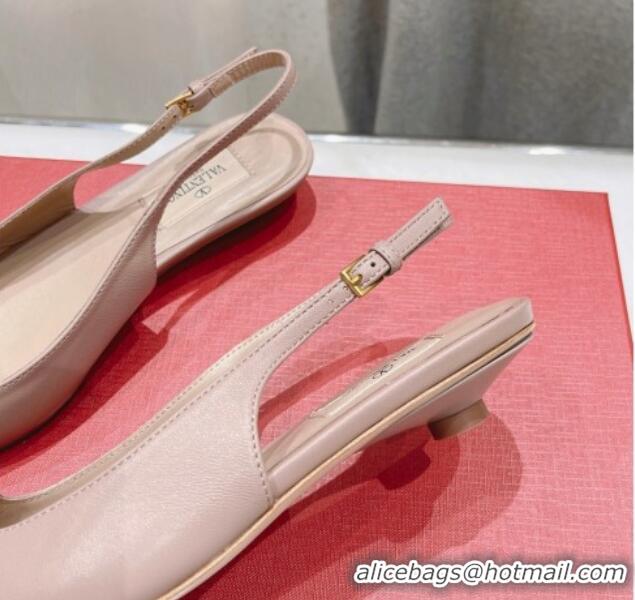 Good Looking Valentino The Bold Edition VLogo Calfskin Slingback Ballerinas Dusty Pink 429162