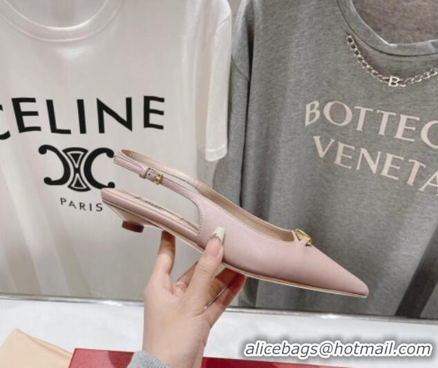 Good Looking Valentino The Bold Edition VLogo Calfskin Slingback Ballerinas Dusty Pink 429162