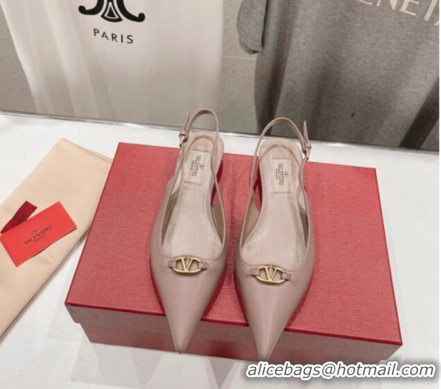 Good Looking Valentino The Bold Edition VLogo Calfskin Slingback Ballerinas Dusty Pink 429162