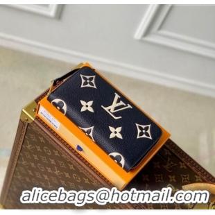 Inexpensive Louis Vuitton Zippy Wallet Wallet bag in Monogram Empreinte Lether M61864 Navy Blue /Cream White 2024