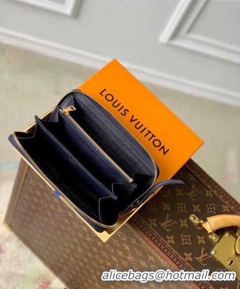 Inexpensive Louis Vuitton Zippy Wallet Wallet bag in Monogram Empreinte Lether M61864 Navy Blue /Cream White 2024