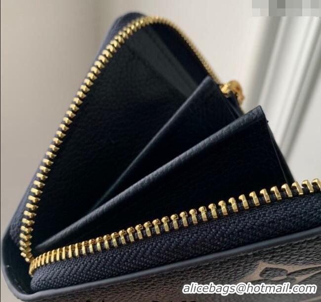 Inexpensive Louis Vuitton Zippy Wallet Wallet bag in Monogram Empreinte Lether M61864 Navy Blue /Cream White 2024