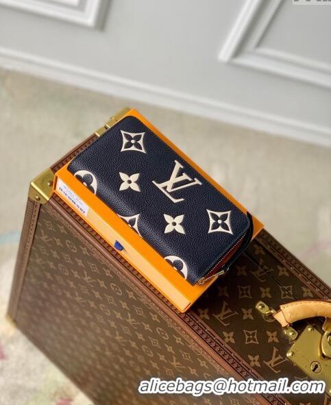 Inexpensive Louis Vuitton Zippy Wallet Wallet bag in Monogram Empreinte Lether M61864 Navy Blue /Cream White 2024