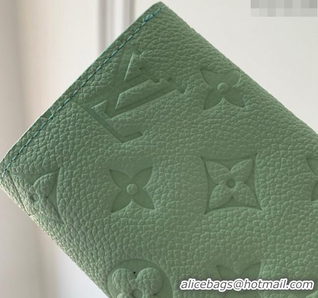 Famous Brand Louis Vuitton Rosalie Coin Purse Wallet in Monogram Empreinte Leather M82930 Matcha Green 2024