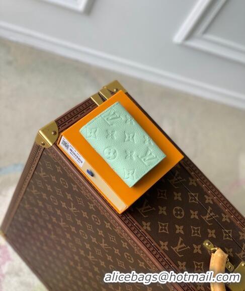 Famous Brand Louis Vuitton Rosalie Coin Purse Wallet in Monogram Empreinte Leather M82930 Matcha Green 2024