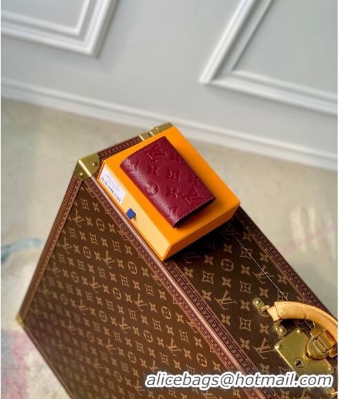 Good Quality Louis Vuitton Rosalie Coin Purse Wallet in Monogram Empreinte Leather M82927 Burgundy 2024