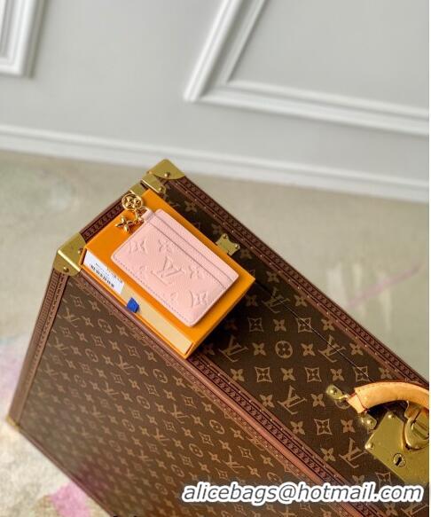 New Style Louis Vuitton LV Charms Card Holder Monogram Empreinte Leather M83562 Opale Pink 2024