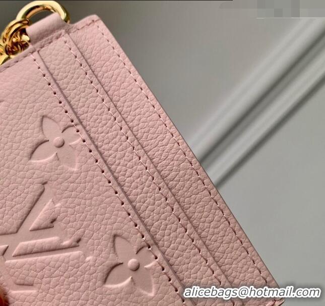 New Style Louis Vuitton LV Charms Card Holder Monogram Empreinte Leather M83562 Opale Pink 2024