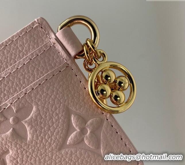 New Style Louis Vuitton LV Charms Card Holder Monogram Empreinte Leather M83562 Opale Pink 2024