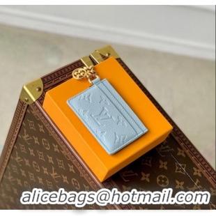 Inexpensive Louis Vuitton LV Charms Card Holder Monogram Empreinte Leather Olympe Blue M83585 2024