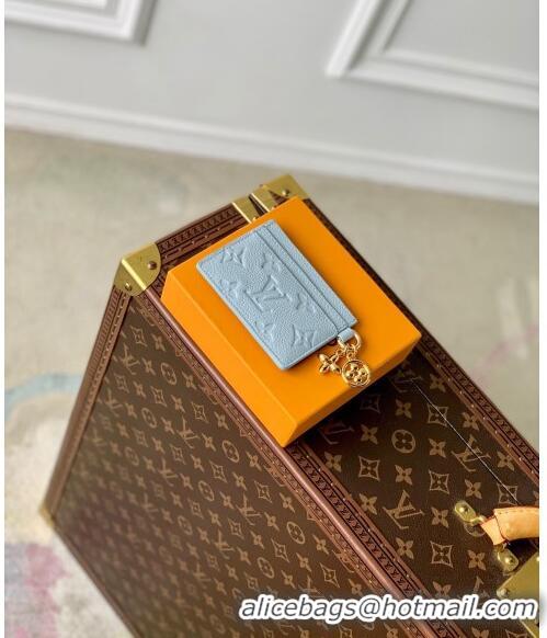 Inexpensive Louis Vuitton LV Charms Card Holder Monogram Empreinte Leather Olympe Blue M83585 2024