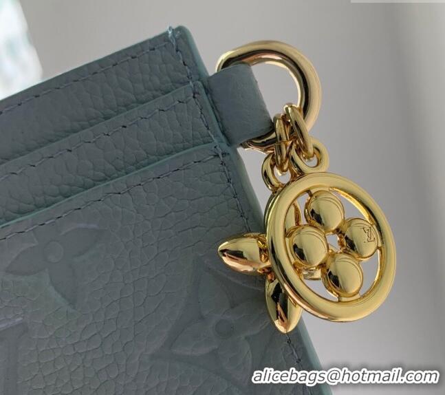 Inexpensive Louis Vuitton LV Charms Card Holder Monogram Empreinte Leather Olympe Blue M83585 2024