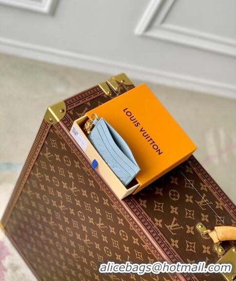 Inexpensive Louis Vuitton LV Charms Card Holder Monogram Empreinte Leather Olympe Blue M83585 2024