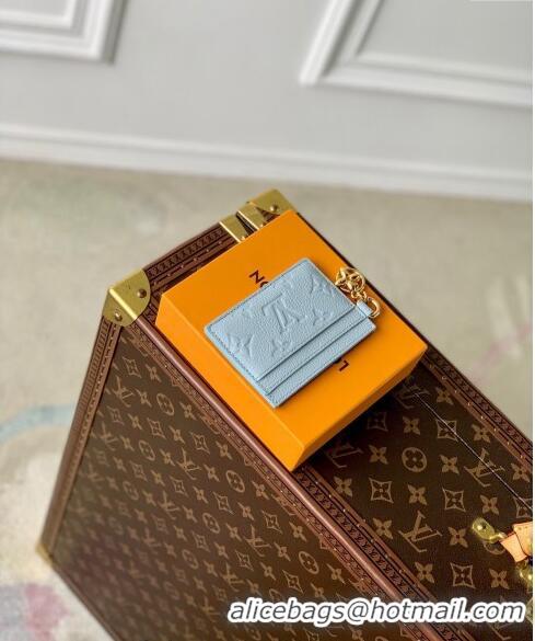 Inexpensive Louis Vuitton LV Charms Card Holder Monogram Empreinte Leather Olympe Blue M83585 2024