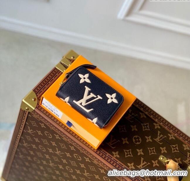 Unique Style Louis Vuitton Zippy Coin Purse Wallet in Bicolor Monogram Empreinte Leather M83606 Navy Blue /Cream White 2