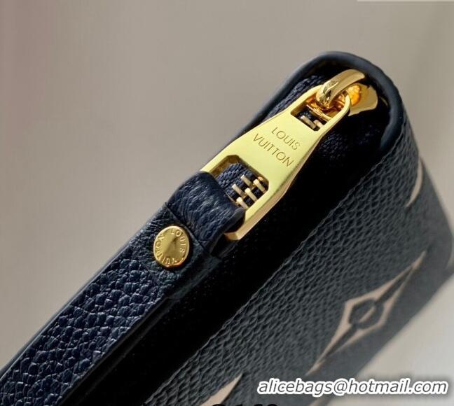 Unique Style Louis Vuitton Zippy Coin Purse Wallet in Bicolor Monogram Empreinte Leather M83606 Navy Blue /Cream White 2