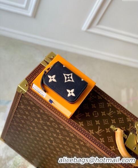 Unique Style Louis Vuitton Zippy Coin Purse Wallet in Bicolor Monogram Empreinte Leather M83606 Navy Blue /Cream White 2