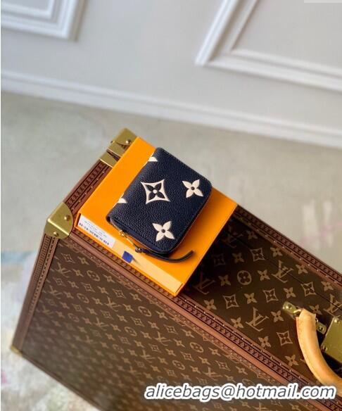 Unique Style Louis Vuitton Zippy Coin Purse Wallet in Bicolor Monogram Empreinte Leather M83606 Navy Blue /Cream White 2