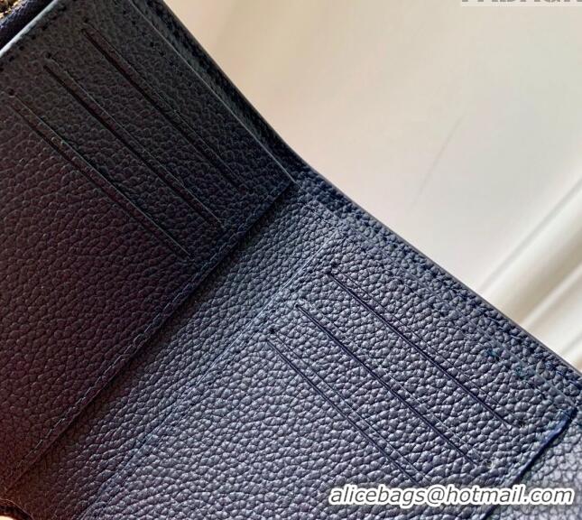 Famous Brand Louis Vuitton Victorine Wallet in Bicolor Monogram Empreinte Leather M80968 Navy Blue /Cream White 2024