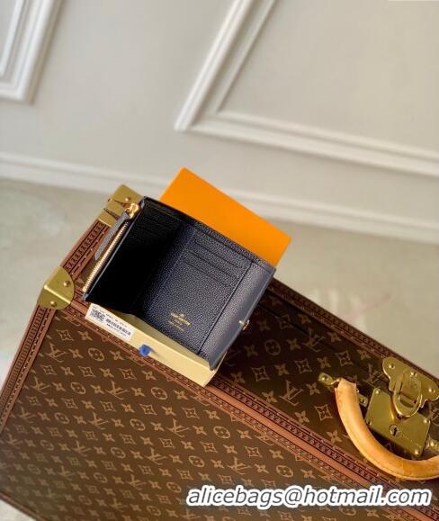 Famous Brand Louis Vuitton Victorine Wallet in Bicolor Monogram Empreinte Leather M80968 Navy Blue /Cream White 2024