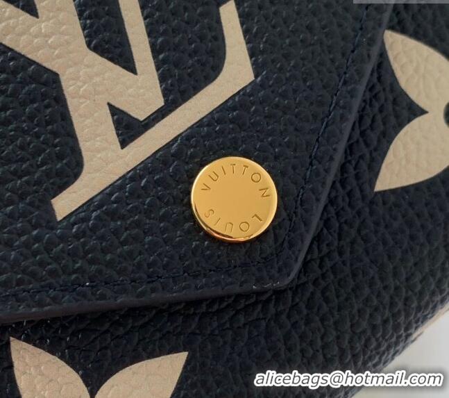 Famous Brand Louis Vuitton Victorine Wallet in Bicolor Monogram Empreinte Leather M80968 Navy Blue /Cream White 2024