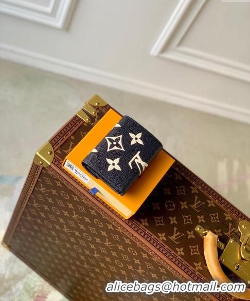 Famous Brand Louis Vuitton Victorine Wallet in Bicolor Monogram Empreinte Leather M80968 Navy Blue /Cream White 2024