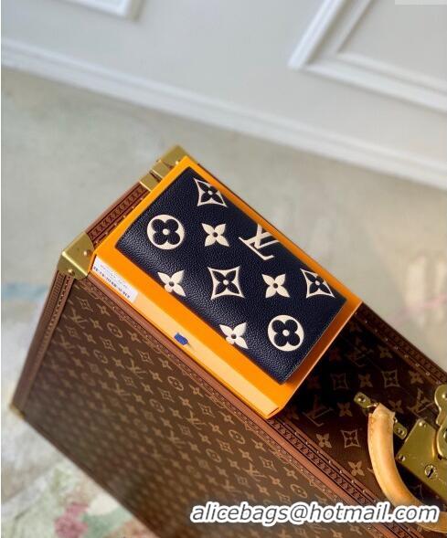 Top Quality Louis Vuitton Sarah Wallet in Bicolor Monogram Empreinte Leather M81049 Navy Blue /Cream White 2024