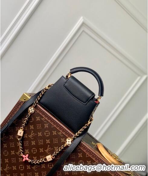 Grade Quality Louis Vuitton Capucines Mini Bag in Black Taurillon Leather with Lovelock Chain M23951 2024