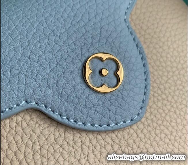 Top Quality Louis Vuitton Capucines Mini Bag in Taurillon Leather with Lovelock Chain M23951 Beige/Blue 2024