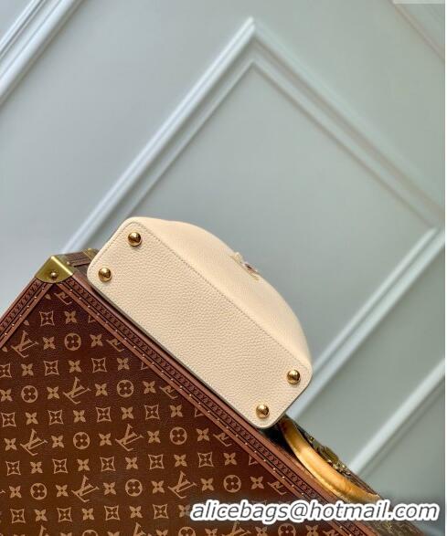 Well Crafted Louis Vuitton Capucines BB Bag in Black Taurillon Leather with Lovelock Chain M23950 Beige/Blue 2024