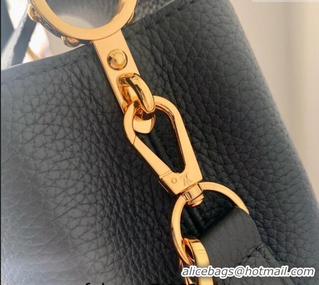 Top Grade Louis Vuitton Capucines MM Bag in Black Taurillon Leather with Lovelock Chain M23950 2024