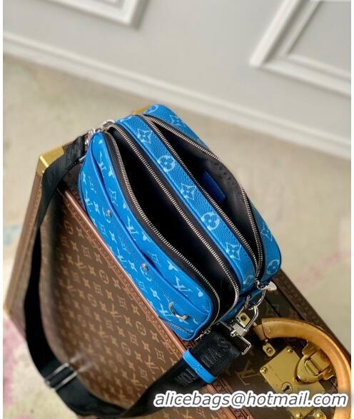 Good Product Louis Vuitton Alpha Messenger bag in Leather and Monogram Canvas M31016 Agave Blue 2024