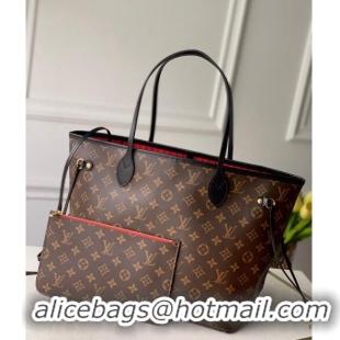 Promotional Louis Vuitton Classic Neverfull MM Tote Bag M48228 Monogram Canvas/Red/Black 2024