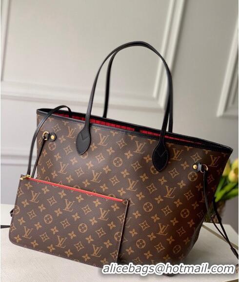 Promotional Louis Vuitton Classic Neverfull MM Tote Bag M48228 Monogram Canvas/Red/Black 2024