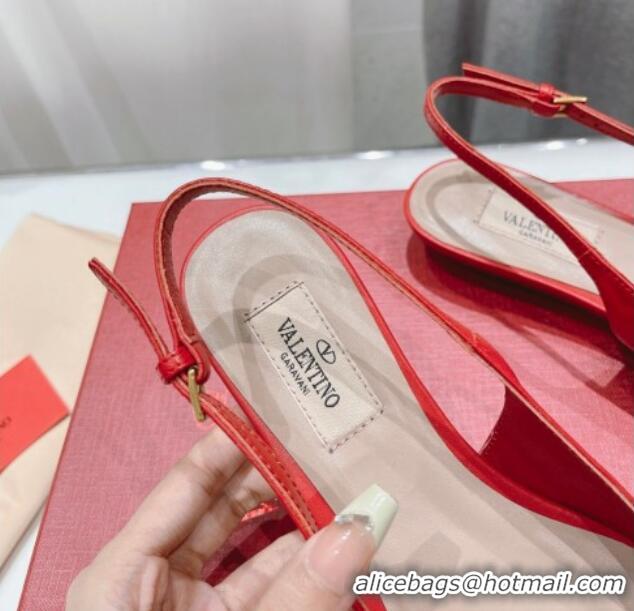 Stylish Valentino The Bold Edition VLogo Calfskin Slingback Ballerinas Red 429164