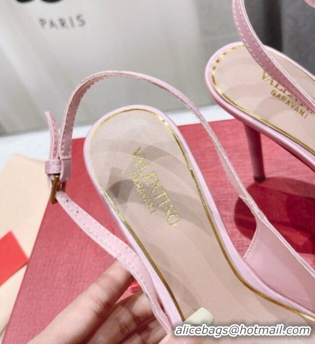 Sumptuous Valentino The Bold Edition VLogo Satin Slingback Pumps 9cm with Strass Pink 429167