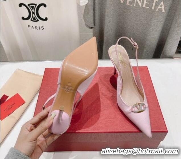 Sumptuous Valentino The Bold Edition VLogo Satin Slingback Pumps 9cm with Strass Pink 429167