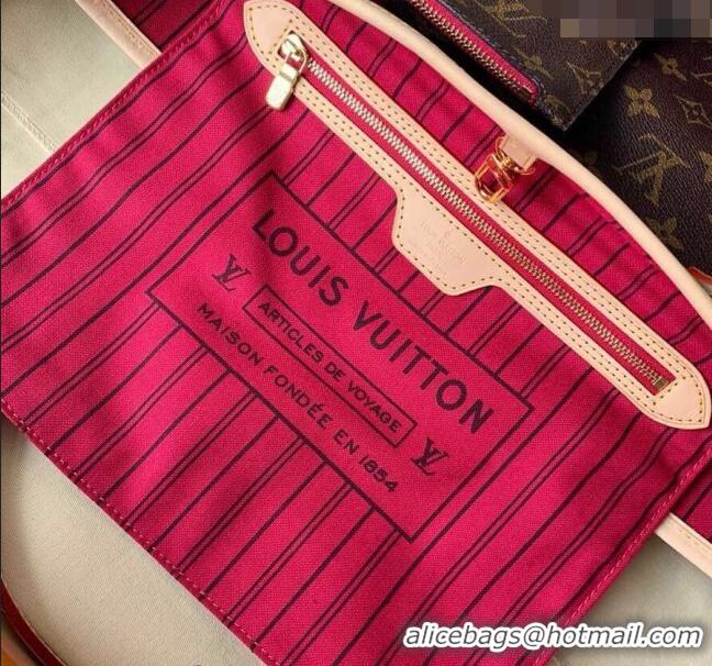 Super Quality Louis Vuitton Classic Neverfull MM Tote Bag M41178 Monogram Canvas/Fuchsia Pink 2024