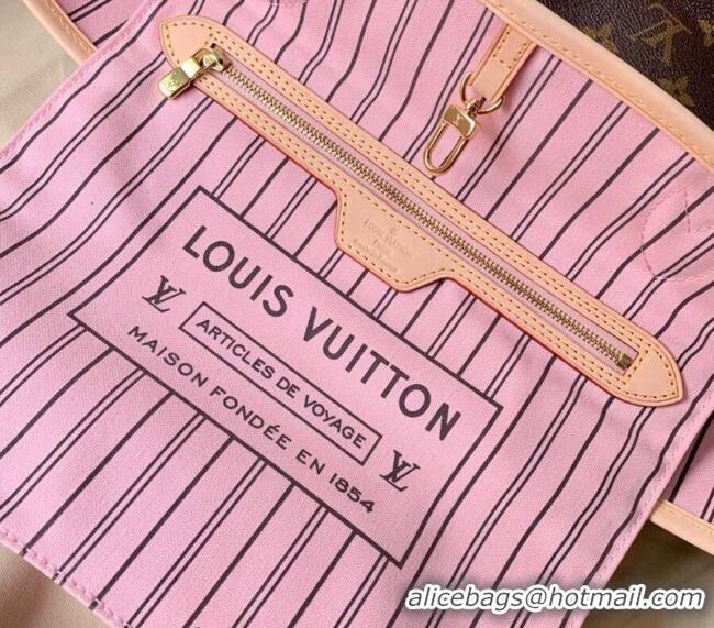 Shop Best Louis Vuitton Classic Neverfull MM Tote Bag M50366 Monogram Canvas/Light Pink 2024