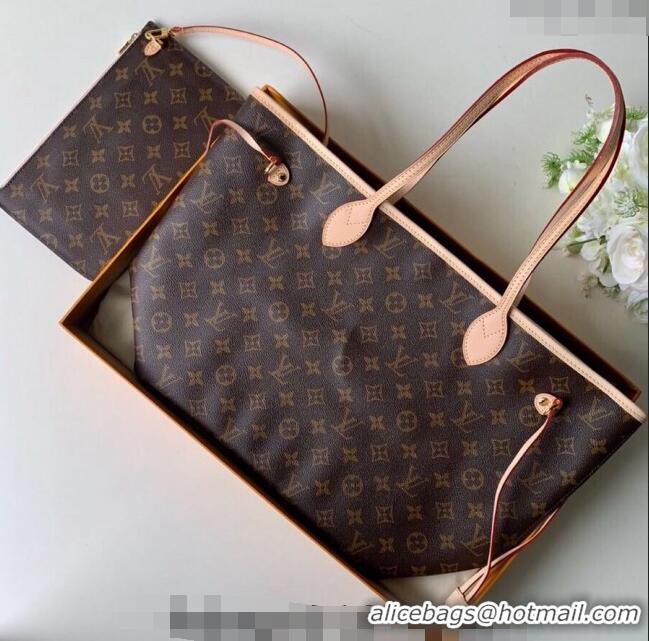 Shop Best Louis Vuitton Classic Neverfull MM Tote Bag M50366 Monogram Canvas/Light Pink 2024