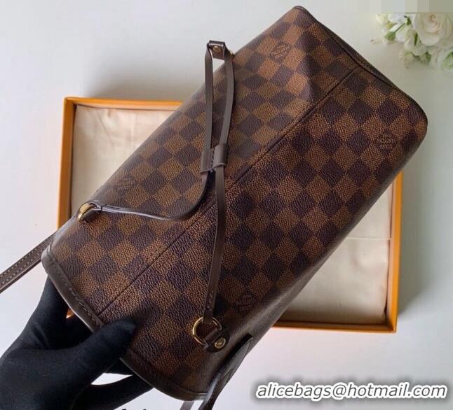 New Style Louis Vuitton Classic Neverfull MM Tote Bag N41358 Damier Ebene Canvas/Red 2024