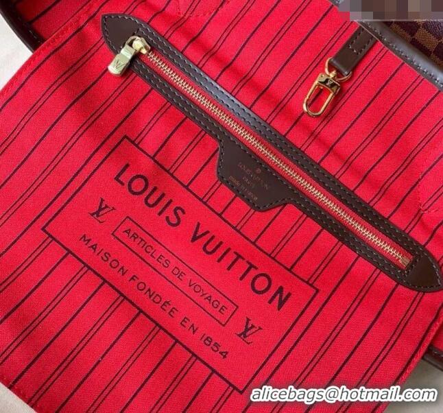 New Style Louis Vuitton Classic Neverfull MM Tote Bag N41358 Damier Ebene Canvas/Red 2024