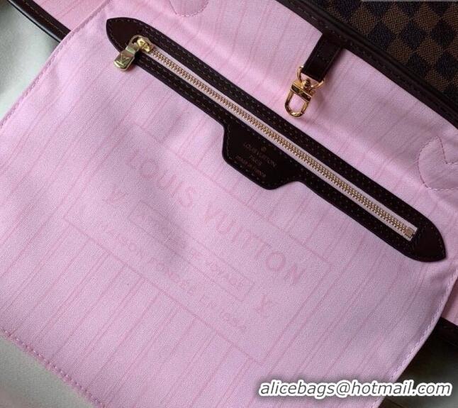 Buy Cheap Louis Vuitton Classic Neverfull MM Tote Bag N41603 Damier Ebene Canvas/Light Pink 2024