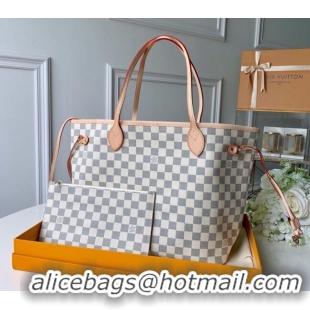 Trendy Design Louis Vuitton Classic Neverfull MM Tote Bag N41361 Damier Azur Canvas/White 2024