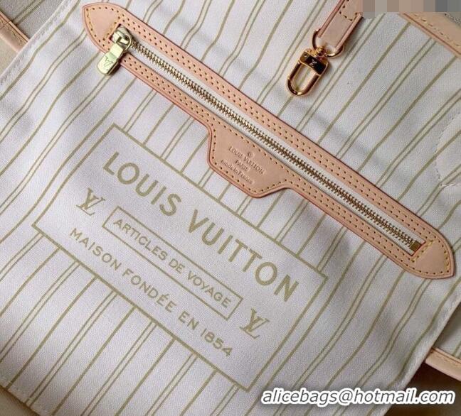 Trendy Design Louis Vuitton Classic Neverfull MM Tote Bag N41361 Damier Azur Canvas/White 2024