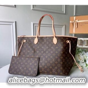 Low Cost Louis Vuitton Classic Neverfull GM Tote Bag M40990 Monogram Canvas/Beige 2024