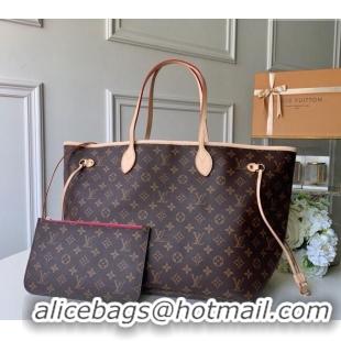 Top Grade Louis Vuitton Classic Neverfull GM Tote Bag M41180 Monogram Canvas/Fuchsia Pink 2024