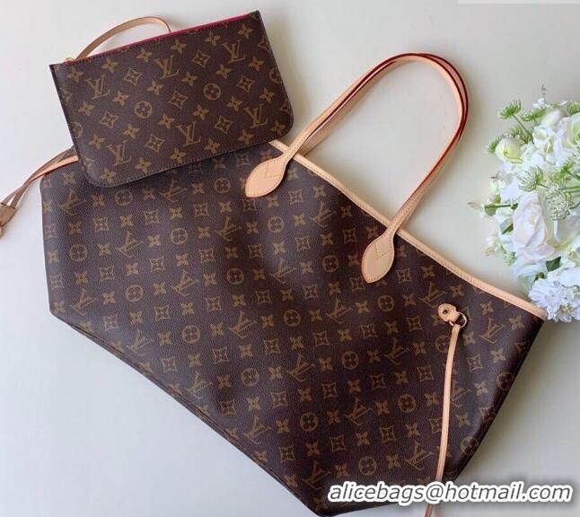 Top Grade Louis Vuitton Classic Neverfull GM Tote Bag M41180 Monogram Canvas/Fuchsia Pink 2024